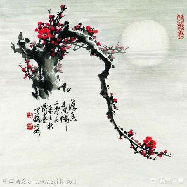 红梅图片:王成喜是今世画中国画梅花的代办人物，他的书法您感触还好吗？